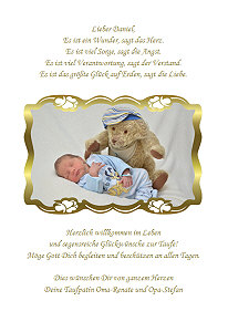 Zusatzseite einer Kinderbibel als Taufgeschenk